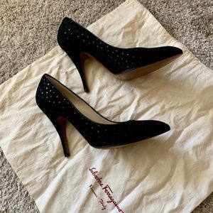 Salvatore Ferragamo Black Suede Pump